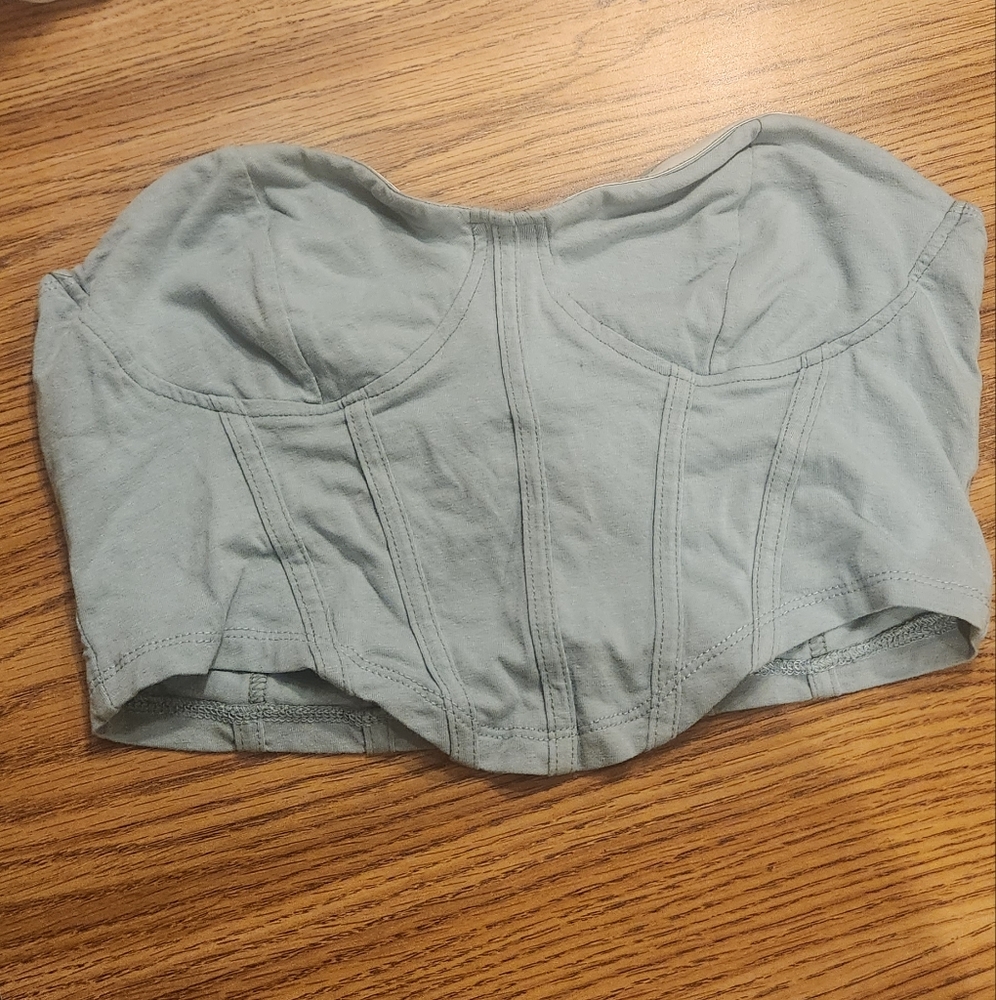 SHEIN Strapless Corset Crop Top - Soft Blue